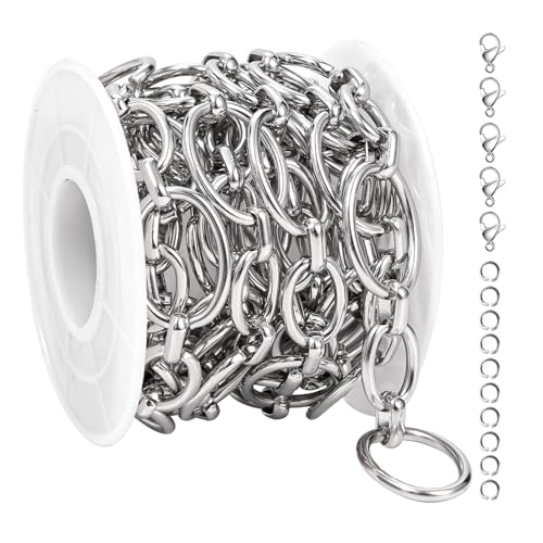 UMAOKANG 2 Meters Stainless Steel Jewelry Making Chains Bulk on Spool Oval Link Chain DIY Decorative Chain - color: Oval Silver