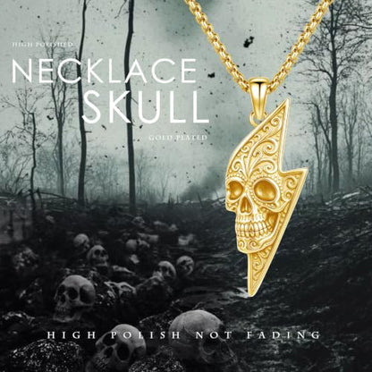 Skull Necklace for Men Women Gothic Skull Necklace for Men Women - style: 14K Skull necklace