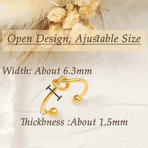 POTESSA 18K Gold Plated Open Rings for Women Wide Band Link Chain Ring Simple Stacking Finger Jewelry Size #4 - #9 - color: Gold Knot Ring
