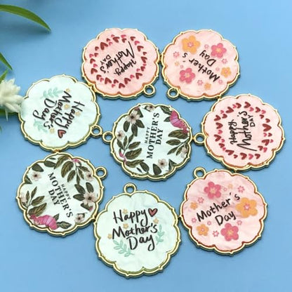 Youdiyla 8pcs Alloy Enamel Printed Flower Mother's Day set Pendant Jewelry Making DIY Keychain Earrings Pendant Various Design Charms for Jewelry Making Bracelets Necklace (SN775) - color: SN775
