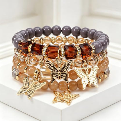 Boho Wooden Beads Bracelets Bohemian Bracelet Stack for Men Women Wood Beaded Bracelet Set - color: P