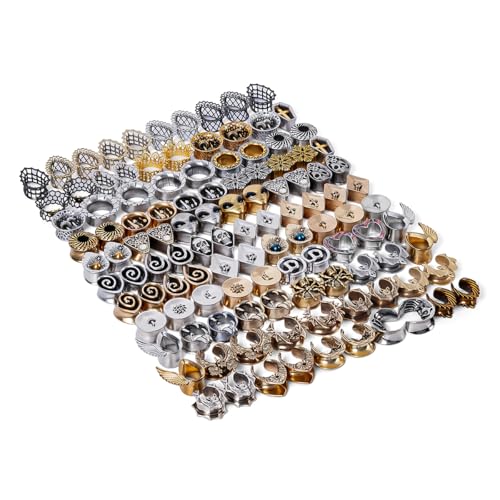 ERKUOO 10 Pairs Ear Tunnels Plugs Gauges Set Random Color Gothic Ear Stretching Kit Saddle Expander Ear Plugs for Women Men Piercing Jewelry 6mm to 25mm - size: 2g=6mm