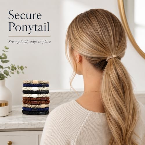 10-Piece Hair Ties: Soft Knitted Hair Tie for Thick/Coarse/Curly Hair. Gentle Hair Ties No Damage—Secure & Protect Strands (Classic) - color: Classic