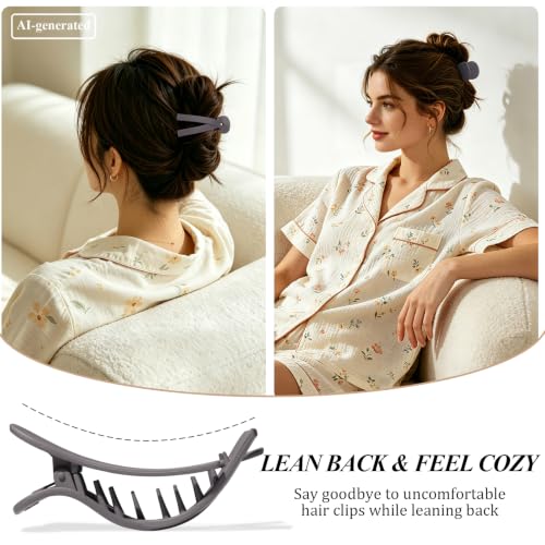 Large Flat Hair Clips for Women, French Flat Claw Clips for Medium Thick Hair | Strong Hold Hair Clips for Styling, Driving, Daily Wear | Pink, Blue Grey, Brown, Khaki - 4Pcs - color: Pink, Blue, Brown, Khaki