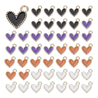 MECCANIXITY Enamel Alloy Heart Charm,Valentine Heart Pendants Love Jewelry Making Charm for DIY Necklace Bracelet Earrings Keychain - color: Black/White/Purple/Orange