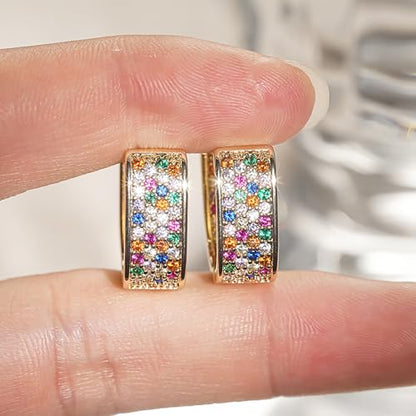 Luxury Paved Cubic Zirconia Hoop Earrings for Women Wedding Trendy Jewelry - color: E5323