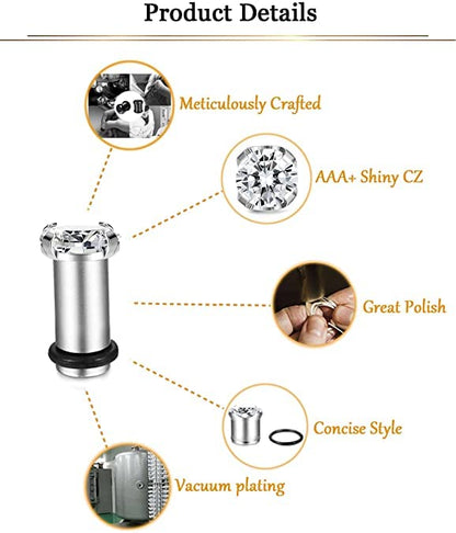 Gabry&jwl 6Pcs Lightweight Ear Gauges Plugs Ear Tunnels 2G 4G 6G 8G 6mm 5mm 4mm 3mm 316L Stainless Steel Body Piercing Plugs Prong Set CZ Ear Stretcher Expander Plugs with Rubber O-Rings - style: C01:3Pairs(6G=4mm)