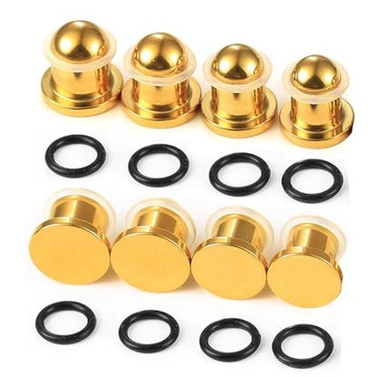 LADEMAYH Comfy Dead Stretching Ear Tapers Stretching Kit, Small Gaps Packed, 0.5mm Increments, Surgical Stainless Steel 316L, Flat Top Ear Plugs, Pain-Free Body Piercing Jewelry for Women & Mens - color: Gold, size: 8.5-10mm 8pcs