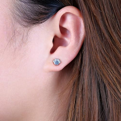 Limerencia G23 Pure Titanium Hypoallergenic Earrings | F136 Implant Grade Titanium Jewelry for Sensitive Ears - color: Cat Paws CZ