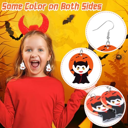 8 Pairs Halloween Acrylic Earrings for Women Spooky Dangle Jewelry | Pumpkin Ghost Candy Earrings, Halloween Jewelry Gifts Party Accessories, Lightweight Acrylic, Double Side Design - style: Halloween