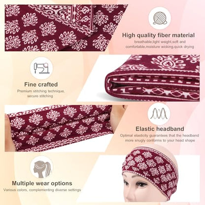 DiyJibb Boho Headbands for Women, 7PCS Fashion Wide Hair Bands for Summer Vacation & Music Festival - color: Black03
