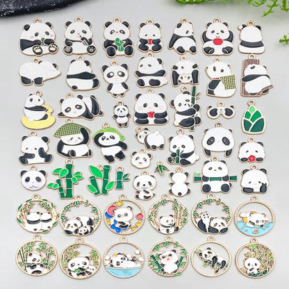 50pcs Enamel Charms for Jewelry Making Wholesale Assorted Mixed Bulk Metal Earring Findings for DIY Necklace Bracelet Keychain and Crafting - style: Panda Charms