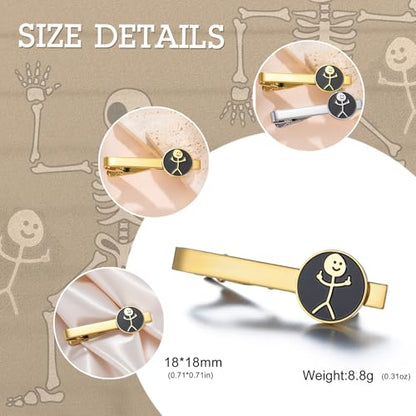 Dreamtimes Rock Skull Hand Tie Clip Halloween Shirt Tie Clips Figurine Sign Language Tie Clip Rock On Hand Gesture Stainless Steel Novelty Tie Accessory for Men - style: Style 1-G
