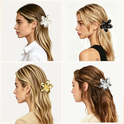 6 Pcs Flower Hair Claw Clips for Women, Hawaiian Flower Hair Clips, Cute Summer Beach Vacation Hair Accessories - color: Tortoise Shell