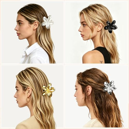 6 Pcs Flower Hair Claw Clips for Women, Hawaiian Flower Hair Clips, Cute Summer Beach Vacation Hair Accessories - color: Tortoise Shell