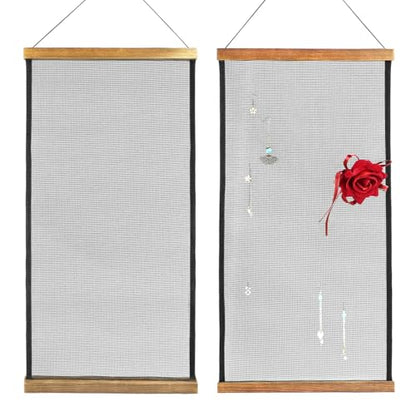 QWORK Earring Organizer Hanging Mesh, 2 Pack Wall Jewelry Organizer Necklaces Holder Rack for Earrings, Bracelets, Rings, Girls Hair Clips Hanger