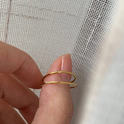 Women's Stainless Steel 1MM Thin Plain Midi Stacking Ring Band Comfort Fit, Size 3 to 10 - color: Dome - G (with 2 cz)