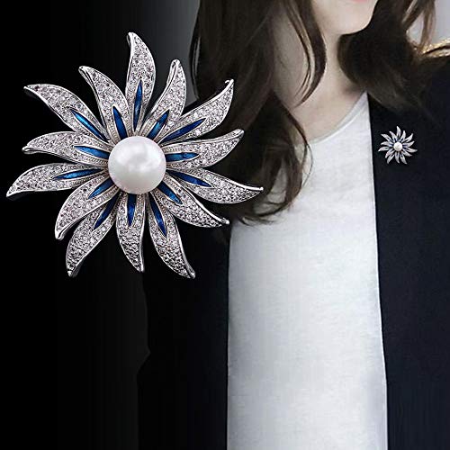 Brooch Pins for Women Girls Fashion Flower Crystal Rhinestone Pearl Jewelry - color: Color 6