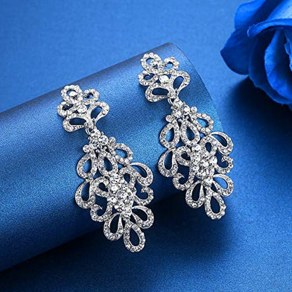 Wedding Teardrop Dangle Earrings Crystal Rhinestone Beaded Chandelier Earrings for Brides Gold - color: C-clear