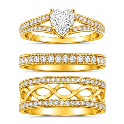 3Piece Moissanite Ring Set for Couples 925 10K 14K 18K Moissanite Wedding Ring - style: Ring 2