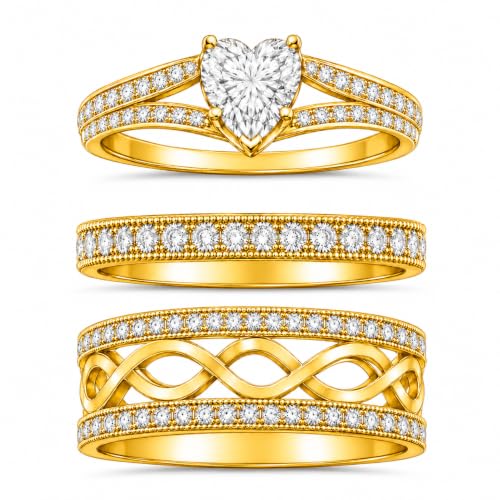 3Piece Moissanite Ring Set for Couples 925 10K 14K 18K Moissanite Wedding Ring - style: Ring 2