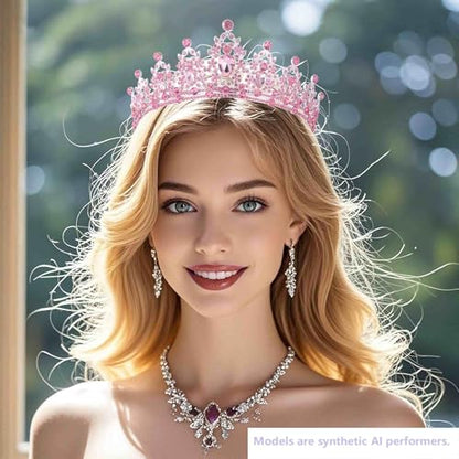 Kamirola - Queen Crown and Tiaras Princess Crown for Women Crystal Headbands for Bridal, Princess for Wedding and Party - color: PINK & SILVER