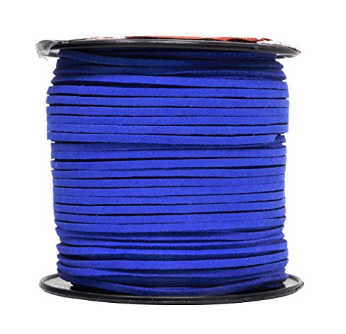 Mandala Crafts Azure Blue Faux Suede Cord for Jewelry Making - 2.65mm 100 Yards Flat Vegan Leather Strings Laces Strips for Bracelets, Necklaces, DIY Crafts, and Dream Catchers Supplies - color: Azure Blue, size: 2.65mm 100 Yards