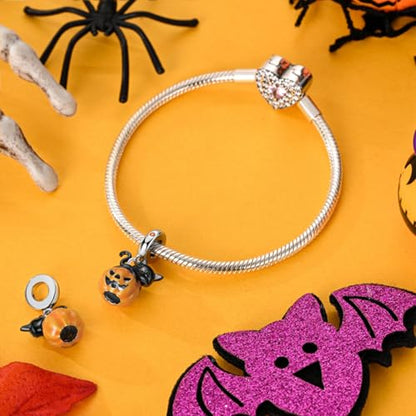 925 Sterling Silver Charms for Bracelets and Necklaces Lipstick and Perfume High Heels Dangle Pendants Heart Butterfly Bead Charms Halloween Christmas Gift for Womens - style: Black Cat Pumpkin Charm
