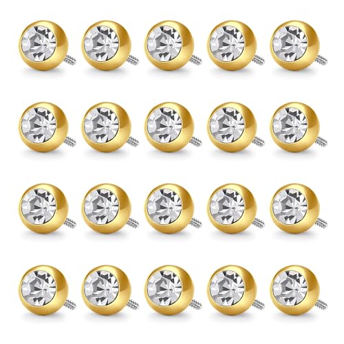 VCMART 14G 5mm 8mm Replacement Balls Externally Threaded Piercing Balls for Tongue Nipple Navel Belly Button Rings Industrial Barbell Piercing Surgical Steel Body Piercing Jewelry Parts - color: 20pcs 5mm ball -6(B)