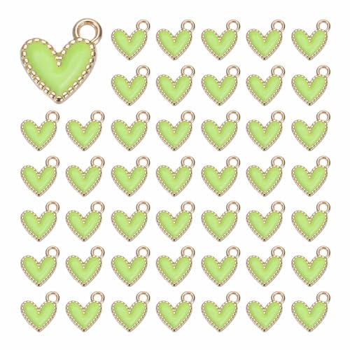 MECCANIXITY Enamel Alloy Heart Charm,Valentine Heart Pendants Love Jewelry Making Charm for DIY Necklace Bracelet Earrings Keychain - color: Light Yellow