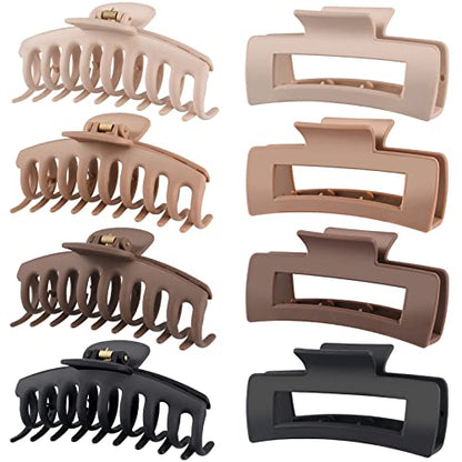 LuSeren Hair Clips for Women 4.3 Inch Large Hair Claw Clips for Women Thin Thick Curly Hair, Big Matte Banana Clips,Strong Hold jaw clips,Neutral Colors - color: Neutral