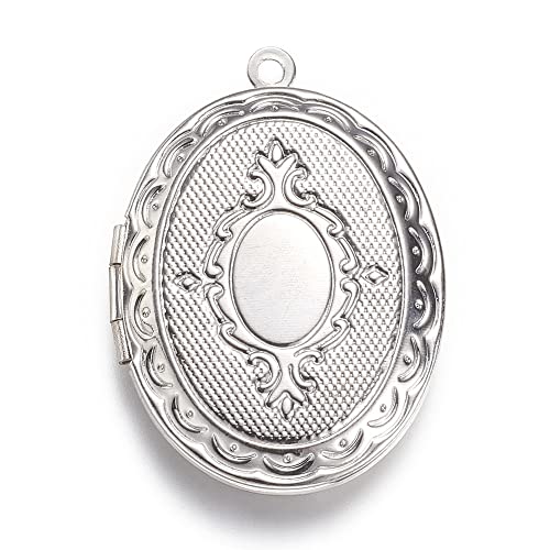 Beadthoven 10pcs Locket Pendants Photo Frame Charms for Necklaces DIY Jewelry Making Personalized Accessories Decoration Supplies - color: Oval