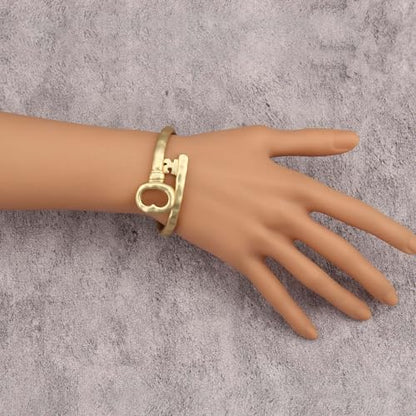 Gold Cuff Bracelet for Women Chunky Bracelet Statement Bracelet | Chunky Bangle Bracelets for Women Silver Beaded Open Bangle Stackable Stretch Bead Bracelet Boho Jewelry Gift for Wife Couple - style: Chunky Gold Arm Cuffs Set