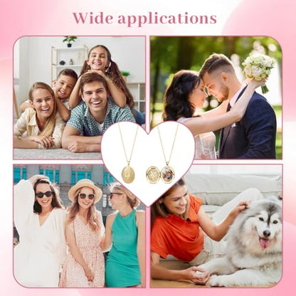 UNICRAFTALE 2Pcs Real 18K Gold Plated Floating Locket Pendants Photo Frame Charms Metal Oval Pendants Golden Charm Memory Photo Pendant for DIY Memorial Necklace Jewelry Craft