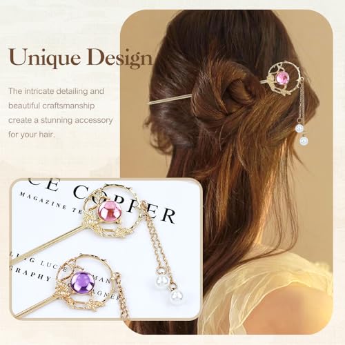 inSowni 8 Pieces Retro Asian Chinese Traditional Hanfu Butterfly Flower Metal Hair Sticks with Pearl Pendants Long Hair Pins Forks Chopsticks Bun Updo Holders for Women Girls - color: 8pcs Set E