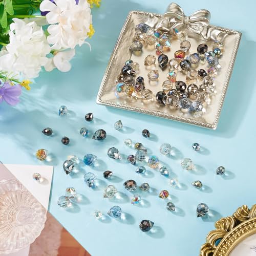 100Pcs Faceted Teardrop Crystal Beads Transparent Electroplate Water Drop Top Drilled Beads Colorful Teardrop Chandelier Charms for DIY Crafts Earring Bracelet Jewelry Making - color: Mixed Color-D