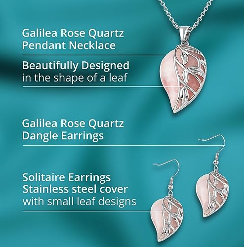 Costume Jewelry Set Leaf Floral Earrings for Womens - Necklaces Stainless Steel Size 20 Inches - Flower Statement Jewelry - Engagement, Wedding, Anniversary - Birthday Gifts for Women