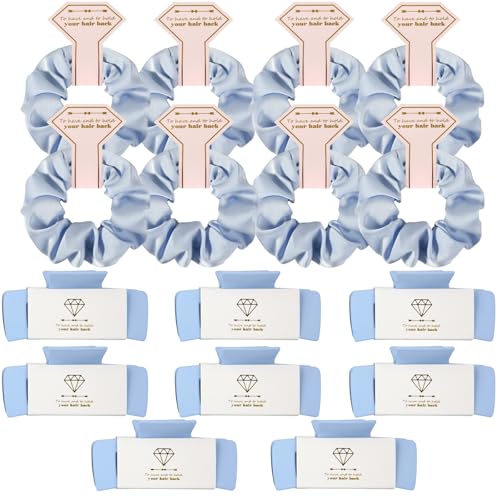 Bridesmaid Scrunchies Proposal Gifts 4.1 Inch Square Set of 8 Bachelorette Hair Claw Clips ideas Bridal Shower Gift for Wedding Party Favors (16pcs Dusty Blue) - color: 16pcs Dusty Blue