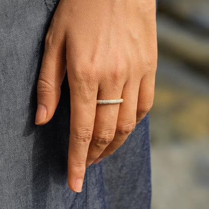 STORYJEWELLERY Gold Plated Rings for Women, Stackable Rings, Wedding Bands for Women, Pave Band Ring, Gifts for Her