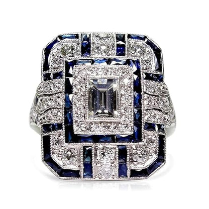 Big Dainty Full Cubic Zrionias Full Finger Wide Chunky Ring,Platinum Plated Large Exaggerated Cocktail Party Turkey Crystal Ring for Women
