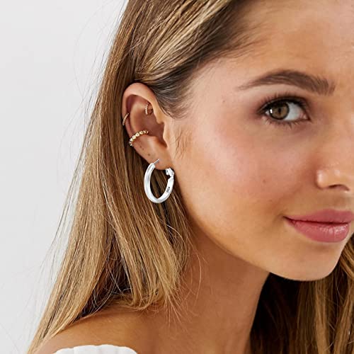Sterling Silver Hoop Earrings - Diamond-Cut Circle Hoops, Hypoallergenic, 3mm Thin, Oversize 20/30/40/50/60mm - color: Silver,20mm