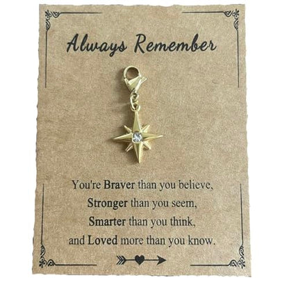 AMOBESTER 18K Gold Plated Gold North Star Zipper Pull Charms Stainless Steel Celestial Clip-On Charms for Jewelry Making, DIY Bracelets Necklaces