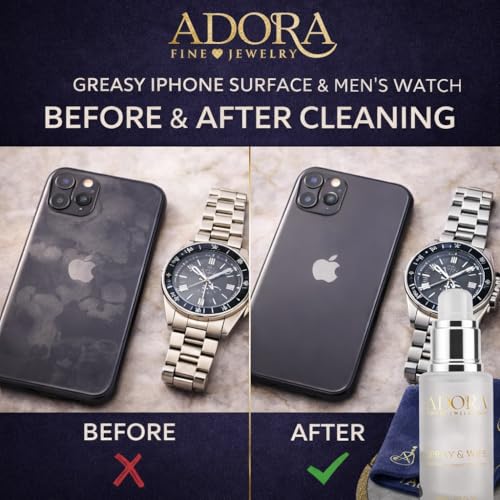 Adora Universal Cleaner Kit Jewelry, Eyeglasses, iPhone, iPad, Samsung & iWatch | Removes Grease & Dirt | Safe for Gold, Silver, Diamonds & Gemstones | 3-Piece 1.69 fl oz