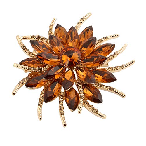 seven wolves Women's Austrian Crystal Brooch Wedding Flower Leaf Bouquet Brooch - color: Champange A