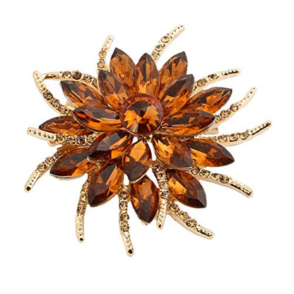 seven wolves Women's Austrian Crystal Brooch Wedding Flower Leaf Bouquet Brooch - color: Champange A