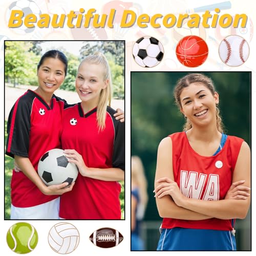 SANNIX 60Pcs Sports Ball Lapel Pins, Bulk Baseball Basketball Soccer Football Volleyball Tennis Enamel Pins Sports Brooches for Backpacks Clothes Bags Hats Accessories - style: Ball Pins