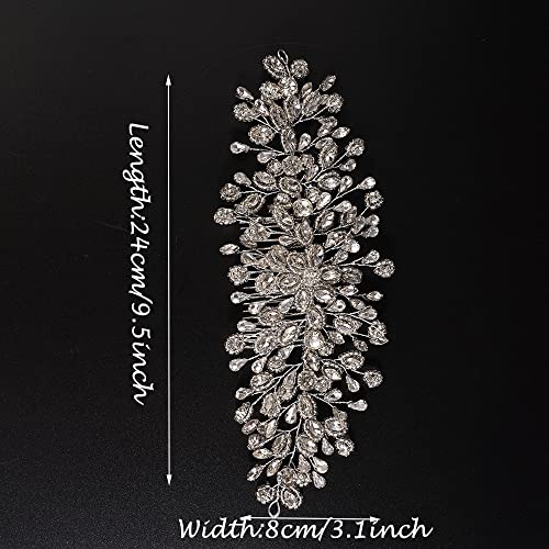 JWICOS Bride Wedding Hair Comb Silver Crystal Headpieces Bridal Hair Clip Side Comb Wedding Hair Accessories for Women and Girls (Silver) - color: Silver