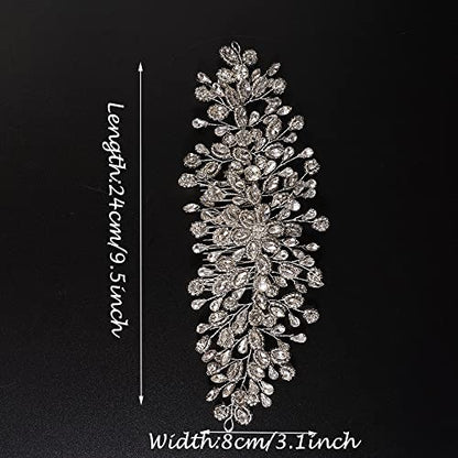 JWICOS Bride Wedding Hair Comb Silver Crystal Headpieces Bridal Hair Clip Side Comb Wedding Hair Accessories for Women and Girls (Silver) - color: Silver