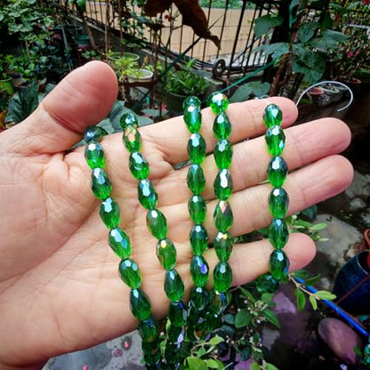 8x12mm Teardrop Glass Beads for Jewelry Making, Vertical Hole Faceted Crystal Prism Beads for Pendants Bracelet Necklace Earring, Grass Green 100pcs - color: Grass Green