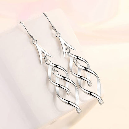 Linear Swirl Wire Earrings For Women dangling Boho Dangle Drop - color: Silver-Linear Swirl Wire EarringsEiffel